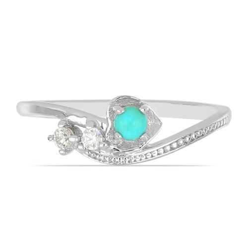 BUY NATURAL TURQUOISE GEMSTONE CLASSIC RING IN 925 SILVER
